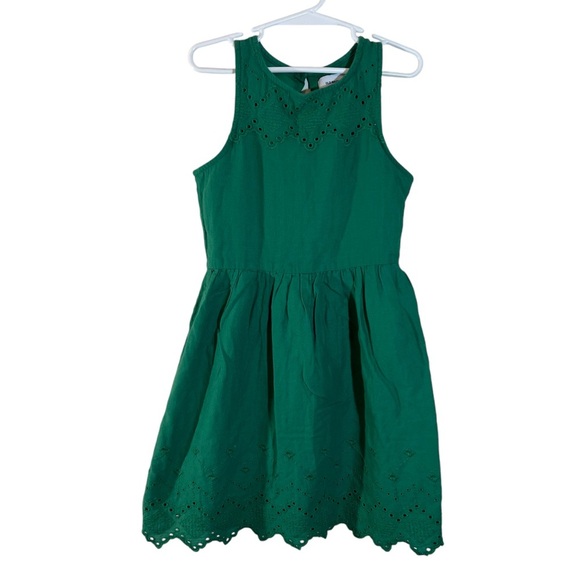 Old Navy Girls Green Dress Small 6-7 Sleeveless Embroidered Eyelet Flowy Summer - Picture 1 of 6